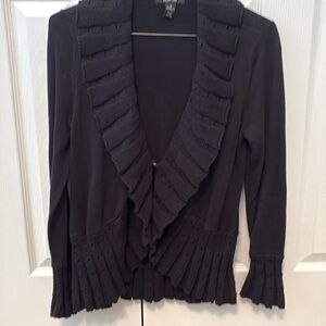 Black scalloped cardigan sweater